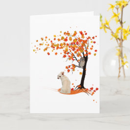 Chihuahua Owl and Fall Tree Chihuahua Lover Herbst Karte