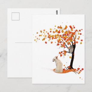 Chihuahua Owl and Fall Tree Chihuahua Lover Herbst Postkarte