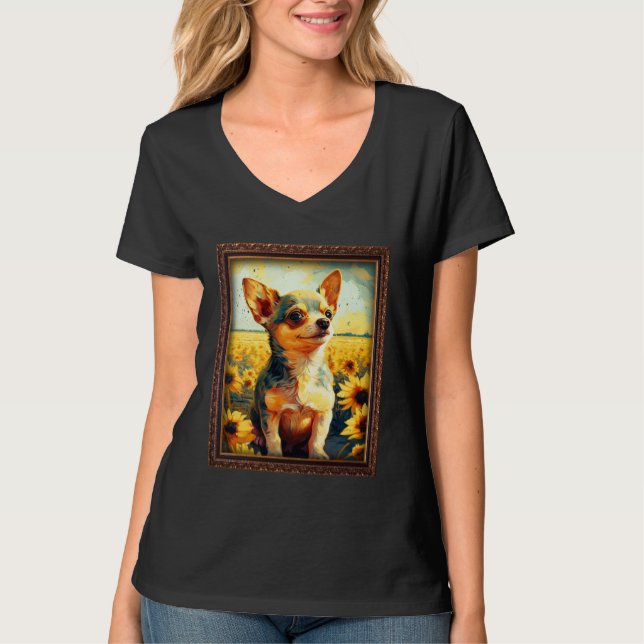 Chihuahua Painting Sunflower Flower Mom Women Flor T-Shirt (Vorderseite)