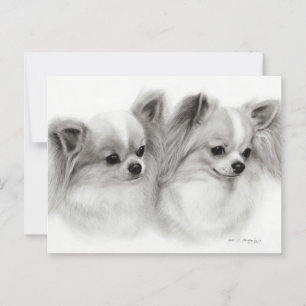 Chihuahua Pair Hand bemalt Pet Portrait Postkarte