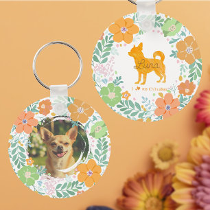 Chihuahua Pastell Orange Silhouette Benutzerdefini Schlüsselanhänger