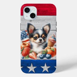 Chihuahua Patriotic Fruit USA Long Hair Chihuahua Case-Mate iPhone Hülle