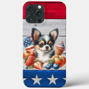 Chihuahua Patriotic Fruit USA Long Hair Chihuahua Case-Mate iPhone Hülle