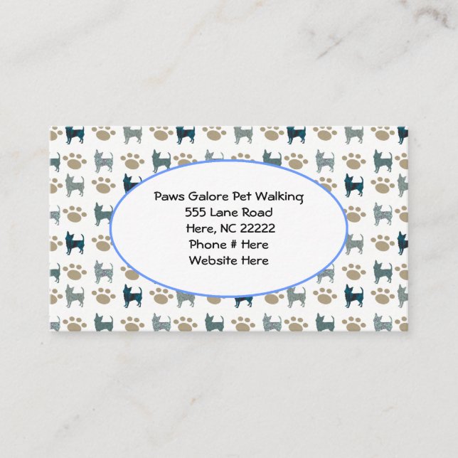 Chihuahua & Paw Business Card Visitenkarte (Vorderseite)