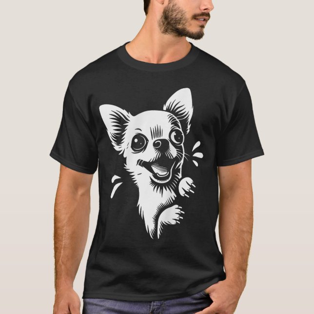 Chihuahua Peeking Dog T-Shirt (Vorderseite)