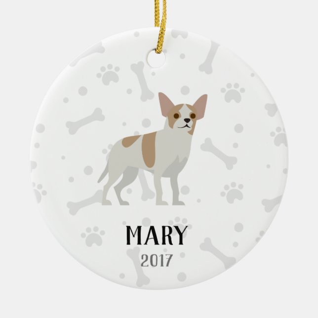 Chihuahua-personalisierte Weihnachtsverzierung Keramik Ornament (Vorne)