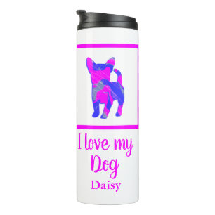 Chihuahua Pet Hund Hot Pink & Blue Silhouette Thermosbecher