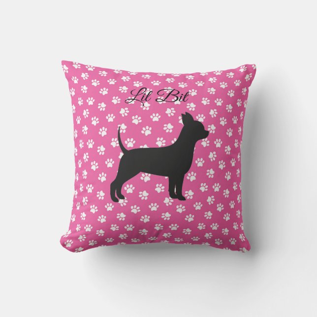 Chihuahua-Pillow, individuell auf Pink-Silhouette  Kissen (Vorderseite)