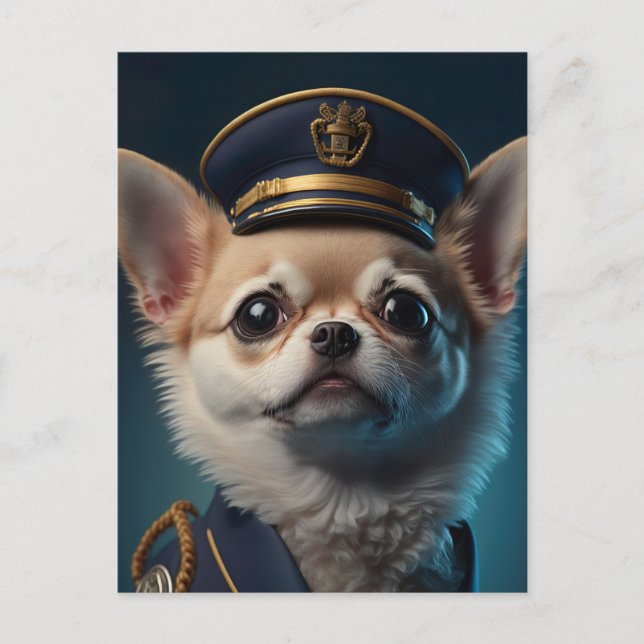 Chihuahua Pilot Captain Postkarte (Vorderseite)