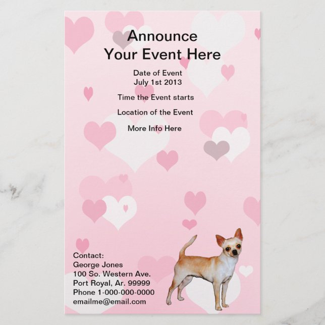 Chihuahua Pink & White Hearts Flyer (Vorne)