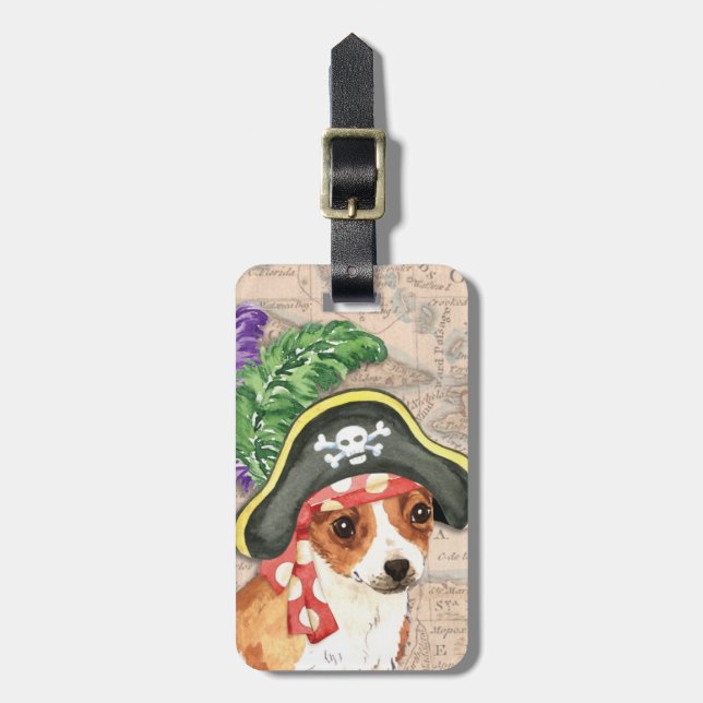 Chihuahua Pirate Luggage Tag Gepäckanhänger (Vorderseite vertikal)