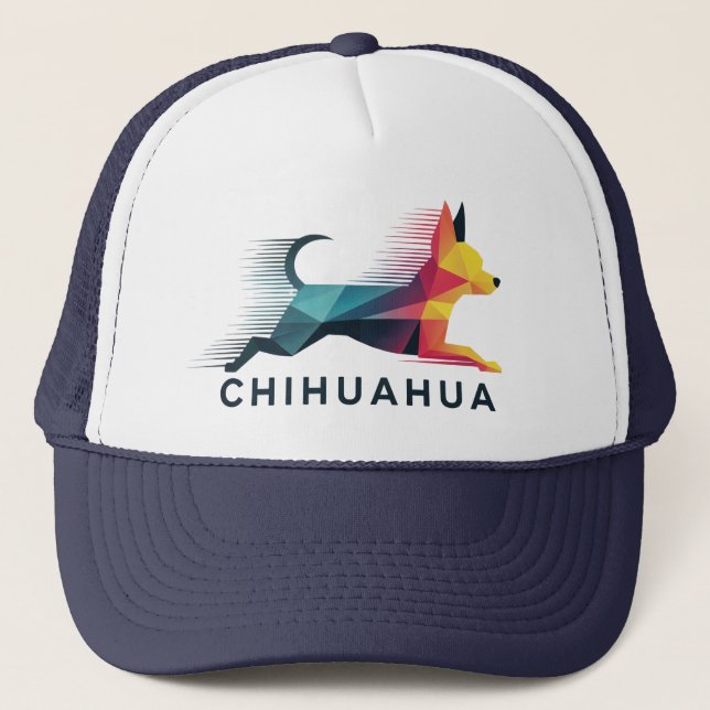 Chihuahua poligonal en amarillo y azul truckerkappe (Vorderseite)