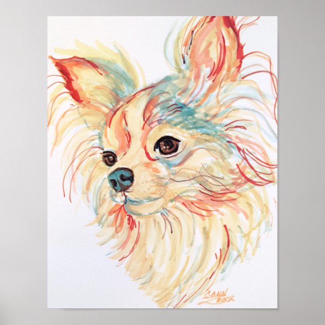 Chihuahua Pop Long Haired Art Poster (Vorne)