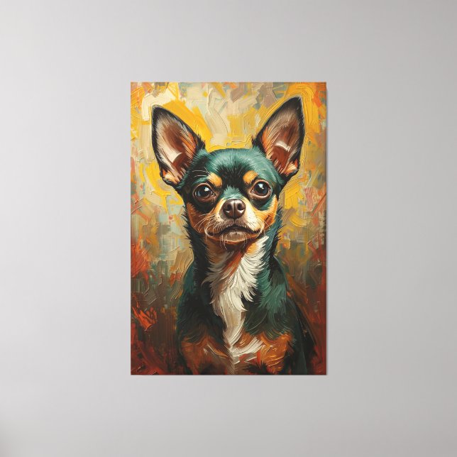 Chihuahua Portrait Vibrant Ölgemälde Leinwanddruck (Vorderseite)