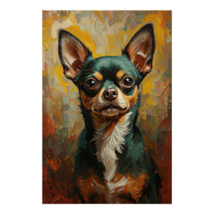 Chihuahua Portrait Vibrant Ölgemälde Poster