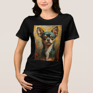Chihuahua Portrait Vibrant Ölgemälde Tri-Blend Shirt