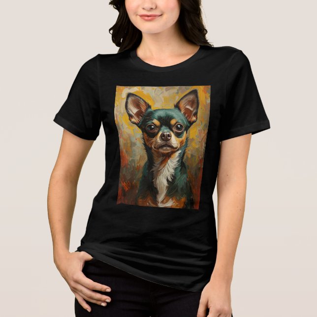 Chihuahua Portrait Vibrant Ölgemälde Tri-Blend Shirt (Vorderseite)