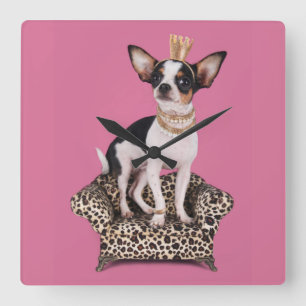 Chihuahua-Prinzessin Quadratische Wanduhr