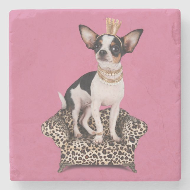 Chihuahua-Prinzessin Steinuntersetzer (Vorderseite)