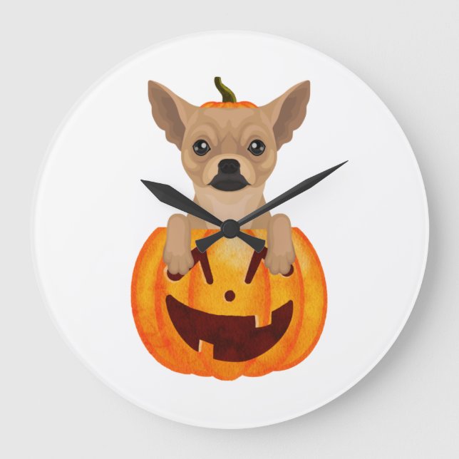 Chihuahua Pumpkin    Große Wanduhr (Vorderseite)