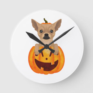 Chihuahua Pumpkin   Runde Wanduhr