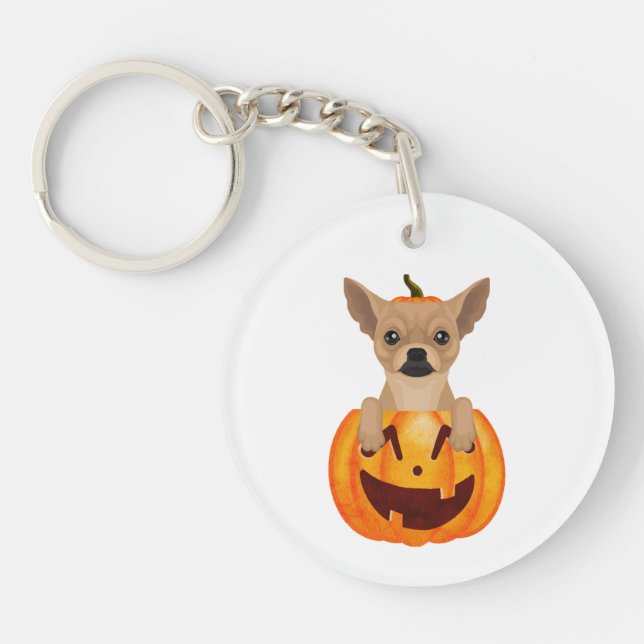 Chihuahua Pumpkin Schlüsselanhänger (Vorderseite)