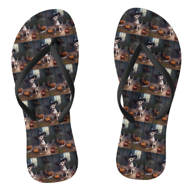 Chihuahua Pumpkins Halloween Beängstigend Flip Flops (Fußbett)