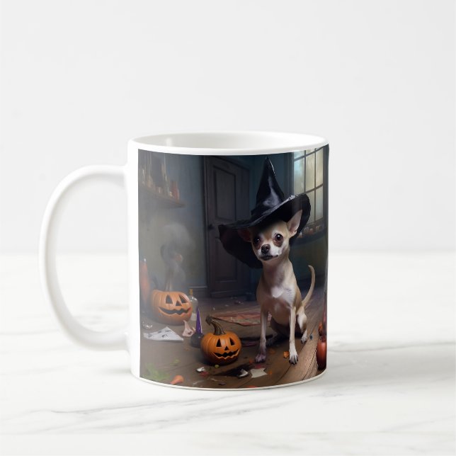 Chihuahua Pumpkins Halloween Beängstigend Kaffeetasse (Links)