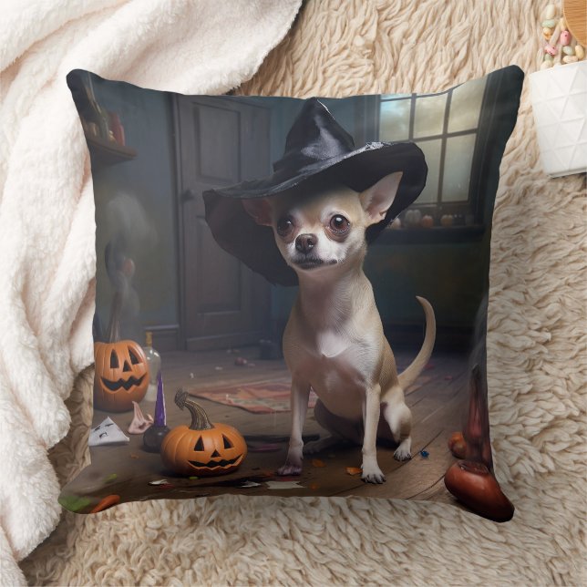 Chihuahua Pumpkins Halloween Beängstigend Kissen (Decke)