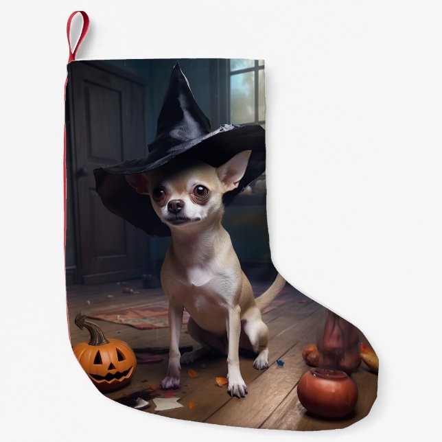 Chihuahua Pumpkins Halloween Beängstigend Kleiner Weihnachtsstrumpf (Vorderseite)