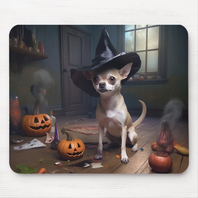 Chihuahua Pumpkins Halloween Beängstigend Mousepad (Vorne)