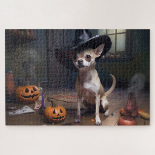 Chihuahua Pumpkins Halloween Beängstigend Puzzle