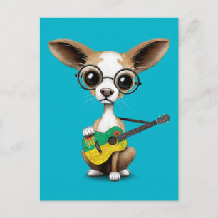 Chihuahua Puppy Dog Saskatchewan Guitar Postkarte
