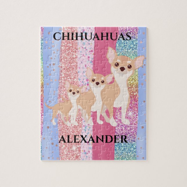CHIHUAHUA PUZZLE & PERSONALISIERTER NAME. (Vertikal)
