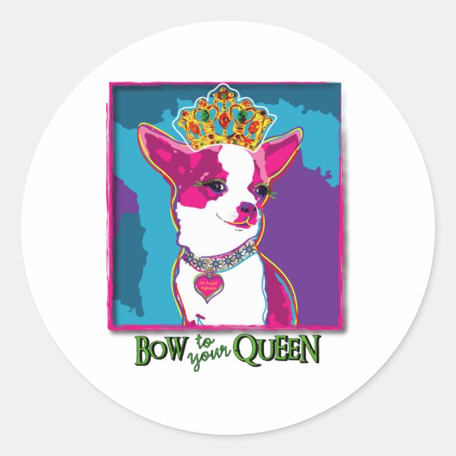 Chihuahua Queen Runder Aufkleber (Vorderseite)