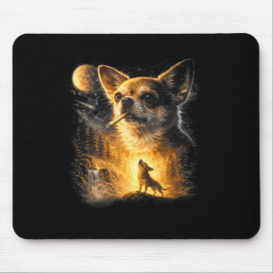 Chihuahua raucht und heult zum Mond Vintage 90er Mousepad