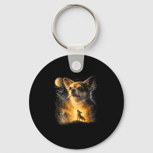 Chihuahua raucht und heult zum Mond Vintage 90er Schlüsselanhänger