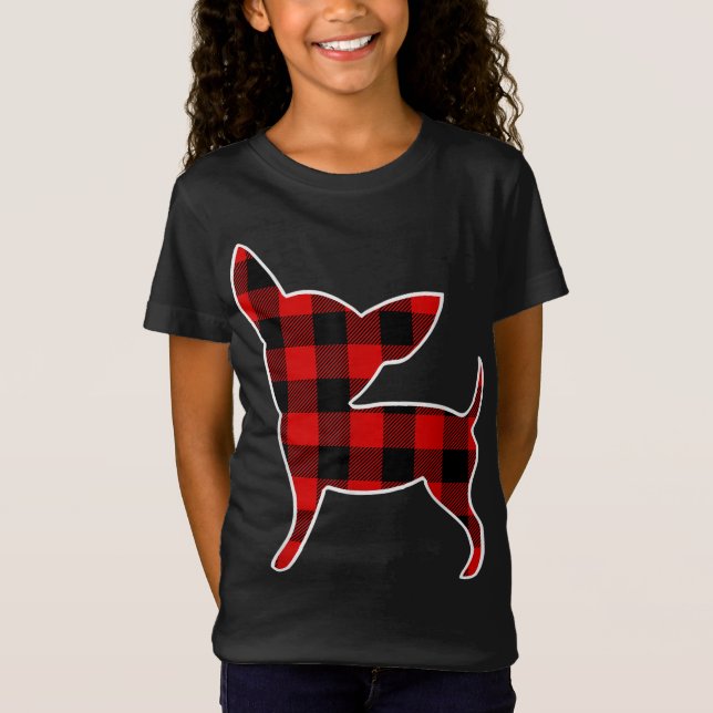Chihuahua Red Buffalo Kariert Dog Pup Matching PJ  T-Shirt (Vorderseite)