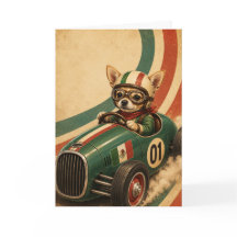 Chihuahua-Rennwagen-Grußkarte