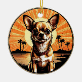 Chihuahua Retro Sunset Dog Lover Keramik Ornament