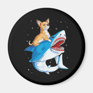 Chihuahua Riding Shark Jawsome Space Galaxy Angepa Magnet