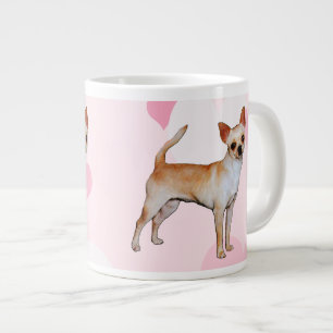 Chihuahua-rosa u. weiße Herzen Jumbo-Tasse