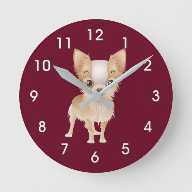 Chihuahua Runde Wanduhr (Vorderseite)