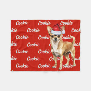 Chihuahua Santa Dog mit Individuelle Name Weihnach Fleecedecke