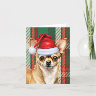 Chihuahua Santa Dog Red Green Karierte Weihnachten
