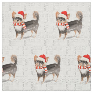 Chihuahua Santa Dog Wucht Word Art Stoff