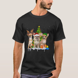 Chihuahua Santa Elf Rentier Weihnachtsbaumleuchten T-Shirt