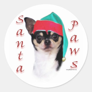 Chihuahua Santa Paws Runder Aufkleber