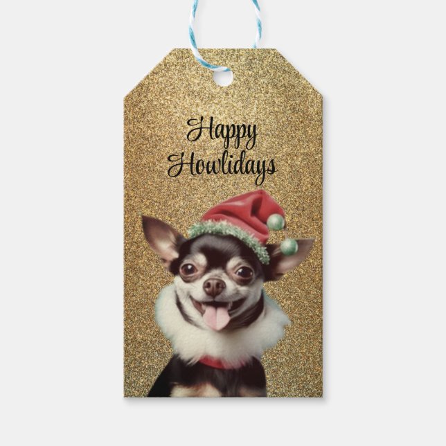 Chihuahua Santa Tag Geschenkanhänger (Vorderseite)