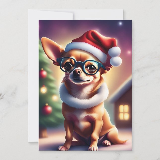 Chihuahua Santa Weihnachtskarte Feiertagskarte (Vorderseite)